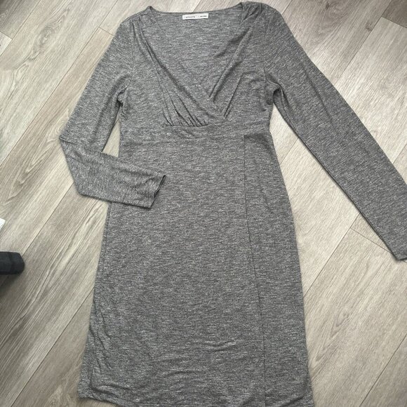 Athleta Dresses & Skirts - ATHLETA Dress Size Small Faux Wrap V-Neck Gray Long Sleeve